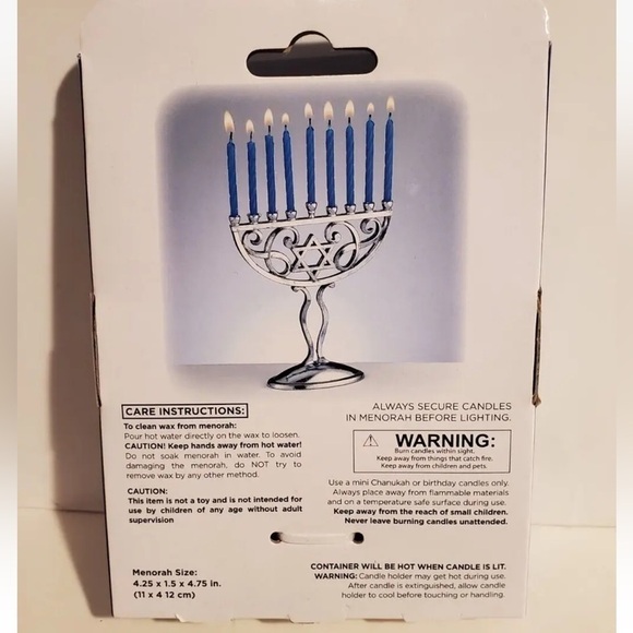 ❤️ 🆕 JEWISH HOLIDAY CHANUKAH HANUKKAH MINI SILVER TONE MENORAH CANDLE HOLDER - Picture 5 of 6